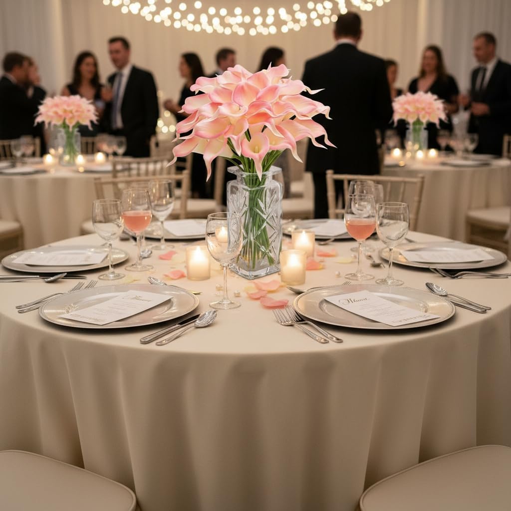 Floral Kingdom 20 Pack 14" Calla Lily Artificial Flowers – Real Touch Blush Pink Latex Faux Flowers for Home Decor, Table Centerpieces, Living Room and Weddings - Image 7