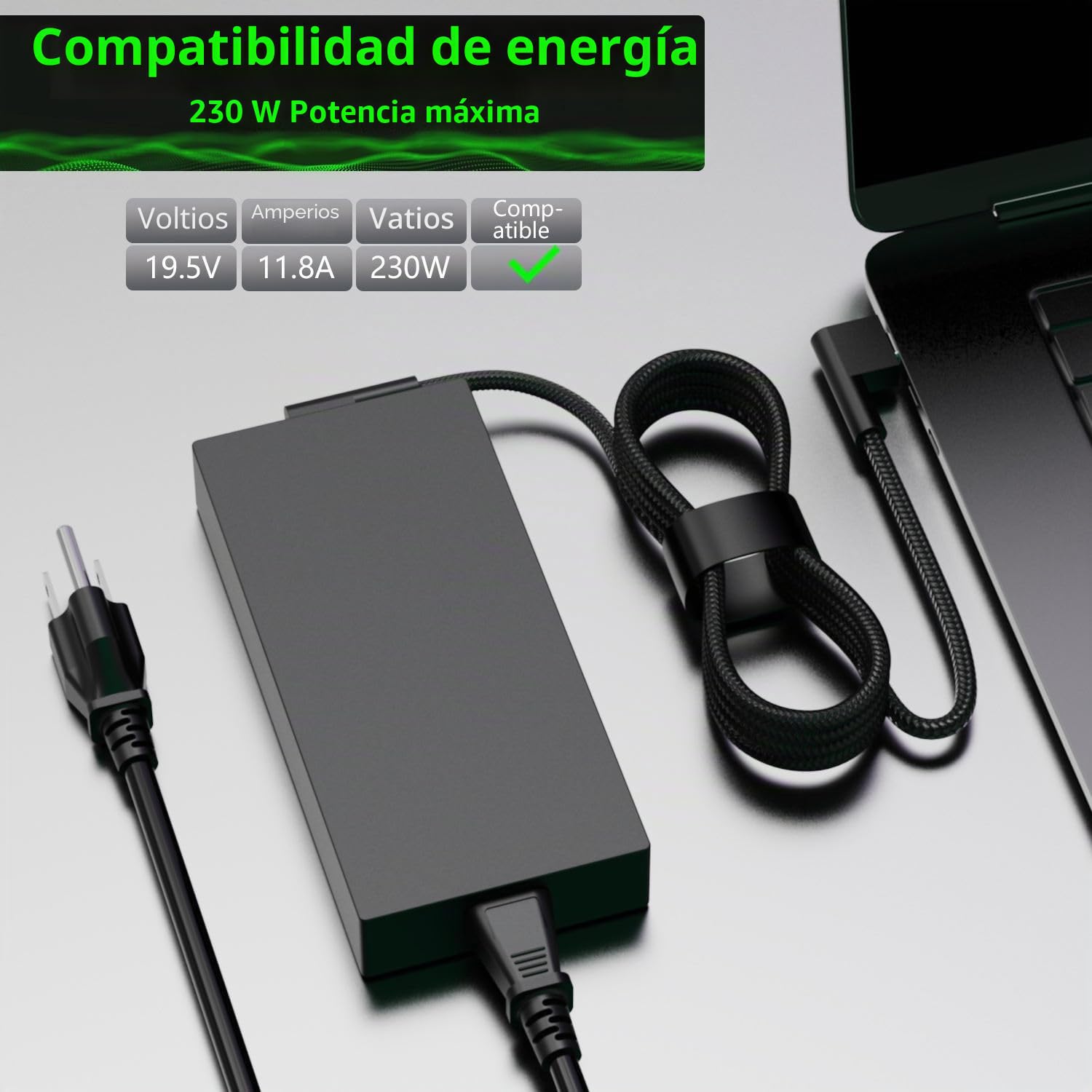 Cargador para portátil CHLOLMY TECH Razer Blade 14 15 17 RTX2070 RTX2080 RTX3060 RTX3070Ti RTX3080 230W 19.5V 11.8A 6 cables adaptadores de alimentación