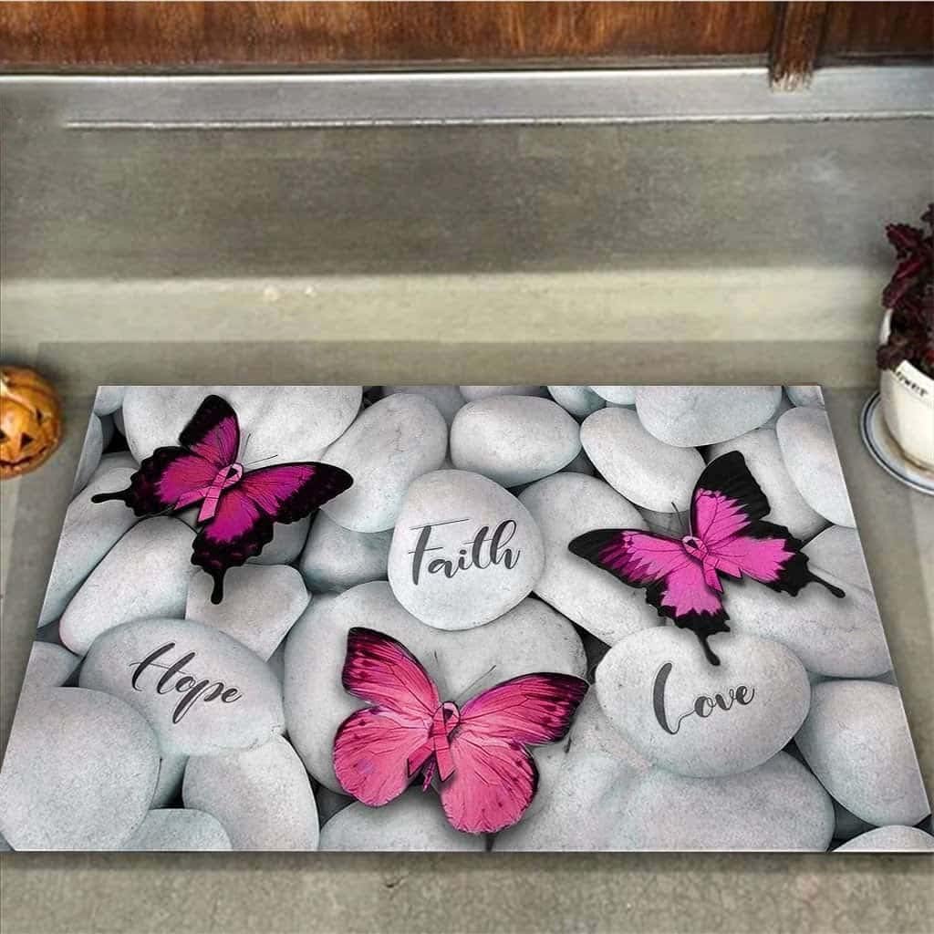 Paillasson extérieur entrée idée cadeau symbolique papillon espérance et foi