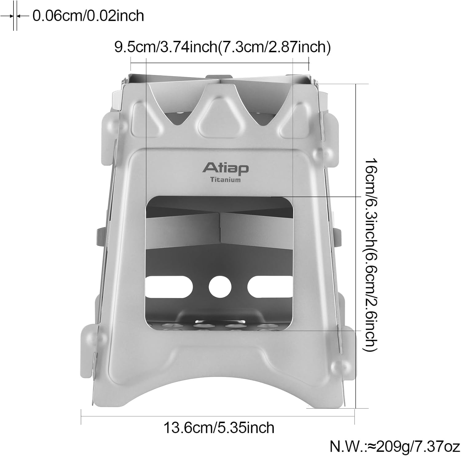 Ultralight Titanium Wood Burning Stove Outdoor Camping Multi-Fuels Alcohol Stove BBQ Stove WS009ST-Ti (Multifunctional Wood Burning Stove)