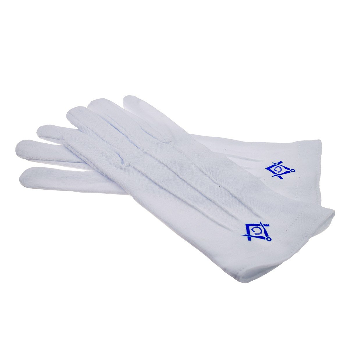Gtr-Prestige Giftware Men's White One Size Cotton Gloves Blue Masonic Design (With G) Xlfg024