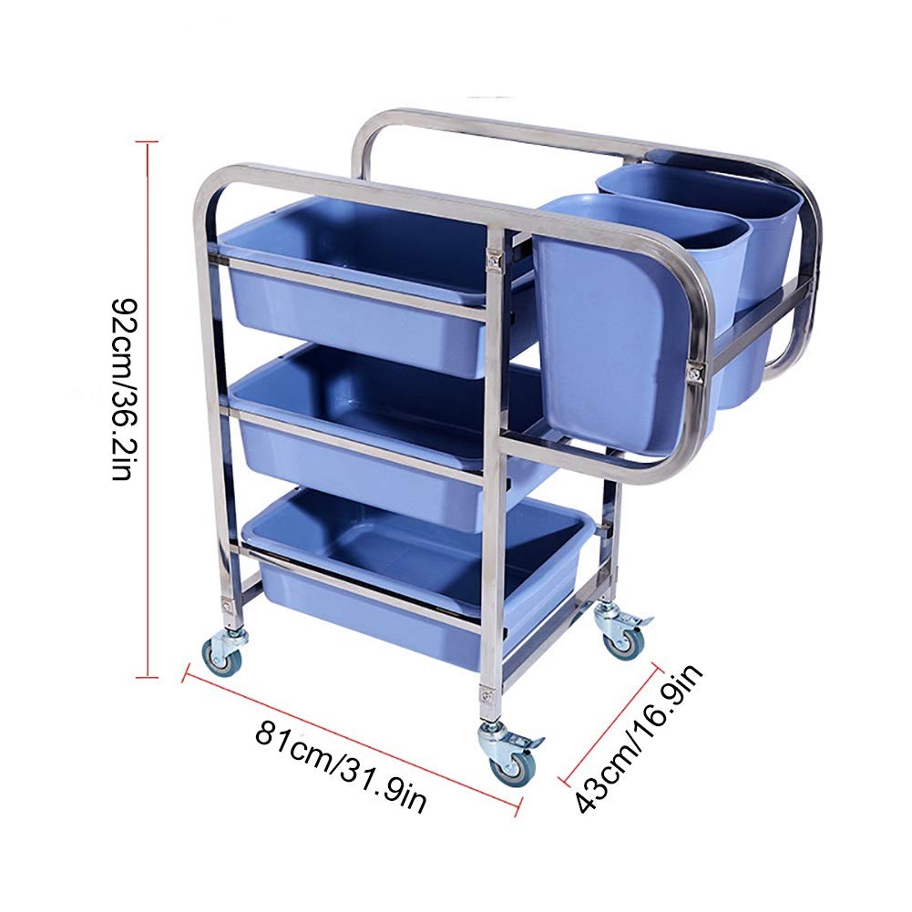 Chariot utilitaire multifonction en acier inoxydable avec roulettes pour usage domestique et commercial
