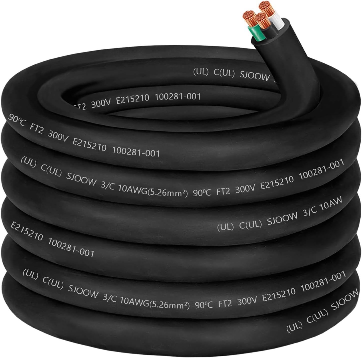 10/3 Wire 10 Gauge SJOOW Wire Cable 10 AWG 10/3 300V SJOOW Portable Power Cable 10 Gauge 3 Conductor Electric Cord for 30A Generator,Welder,Circuits,Portable Light System,Data Centers,Motor Lead-50ft