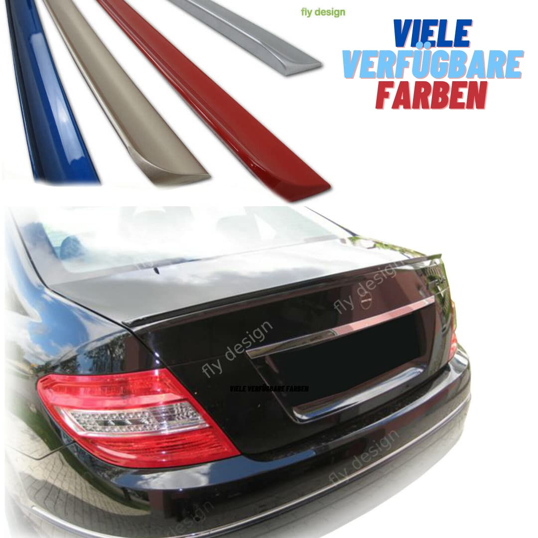 FLY DESIGN Heckspoiler, Hecklippe, Spoilerlippe passend für Mercedes C C-Klasse W204 Limousine, Bj. 2007 bis 2015, flexibel, leicht, waschanlagenfest, Farbe: (Smaragdschwarz Met. (CC 189))