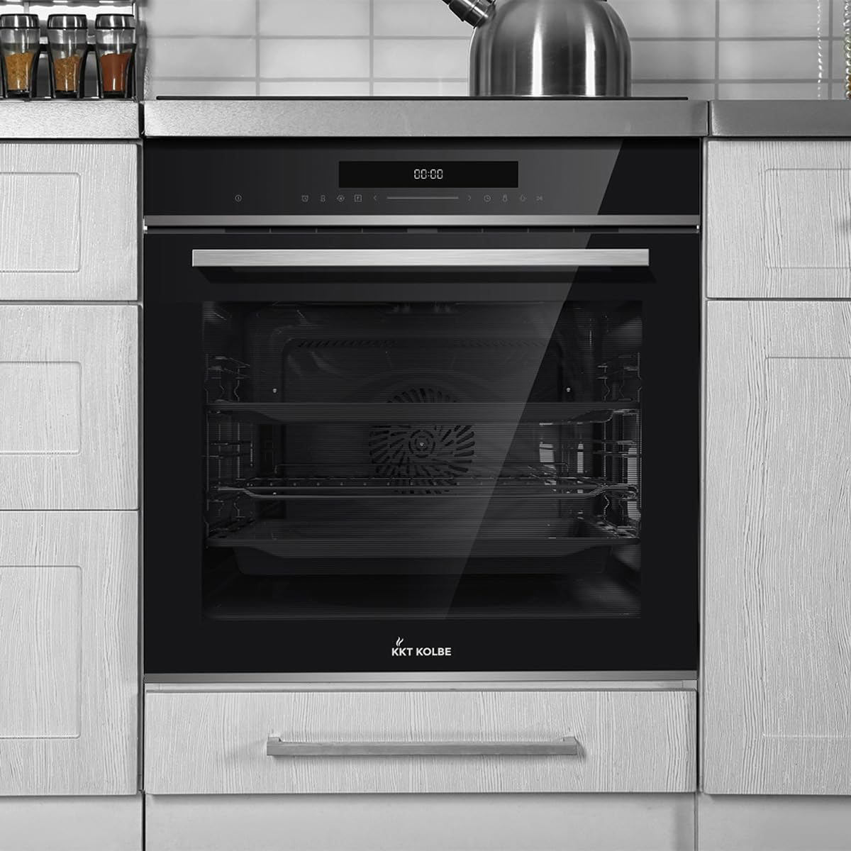 Forno da incasso 60 cm | elettrico | 72L | 3,2kW | Pirolisi | Funzione pizza | Circolazione dell'aria | Aria calda | Cassetti telescopici | EB8019EDP