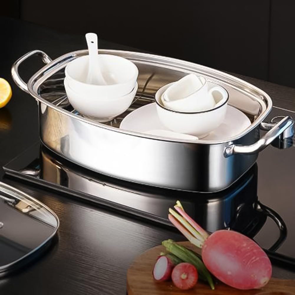 Edelstahl Fischdampfer 38cm mit Dampfeinsatz