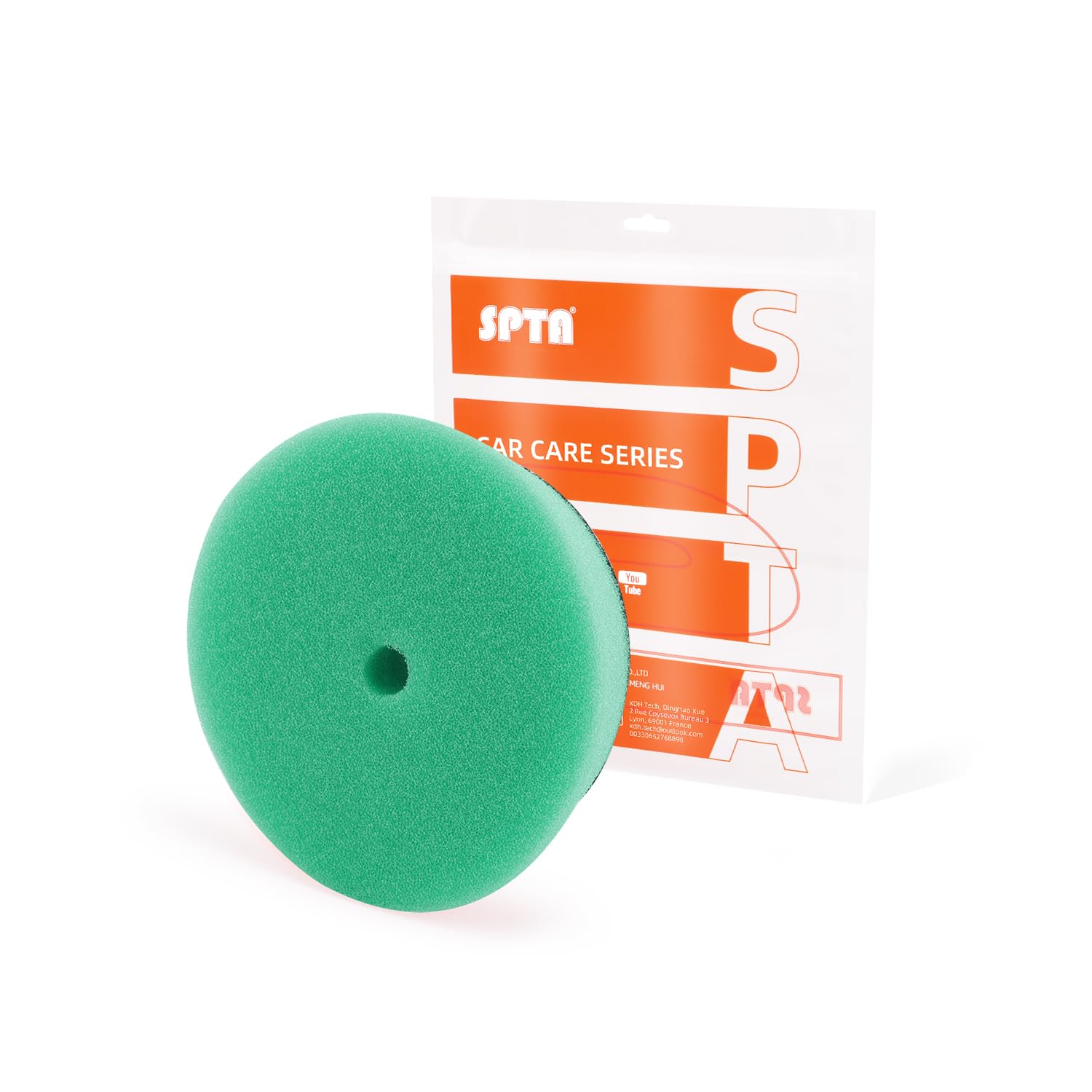 SPTA Green T120 Heavy-Cut Polishing Foam Pad, 1Pc 3.5 Inch Face for 3 Inch 80mm Backing Plate Compound Buffing Sponge Pads for Car Buffer Polisher Compounding, Polishing and Waxing -FPBFS3G