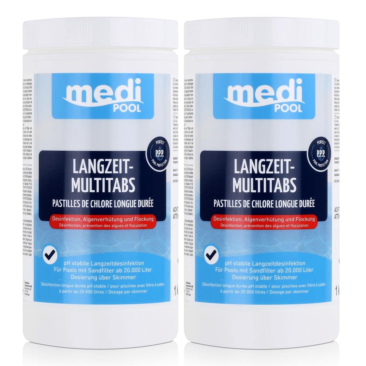 mediPOOL 507601MP Langzeit MultiTabs 200g, 2 x 1KG, Chlor 