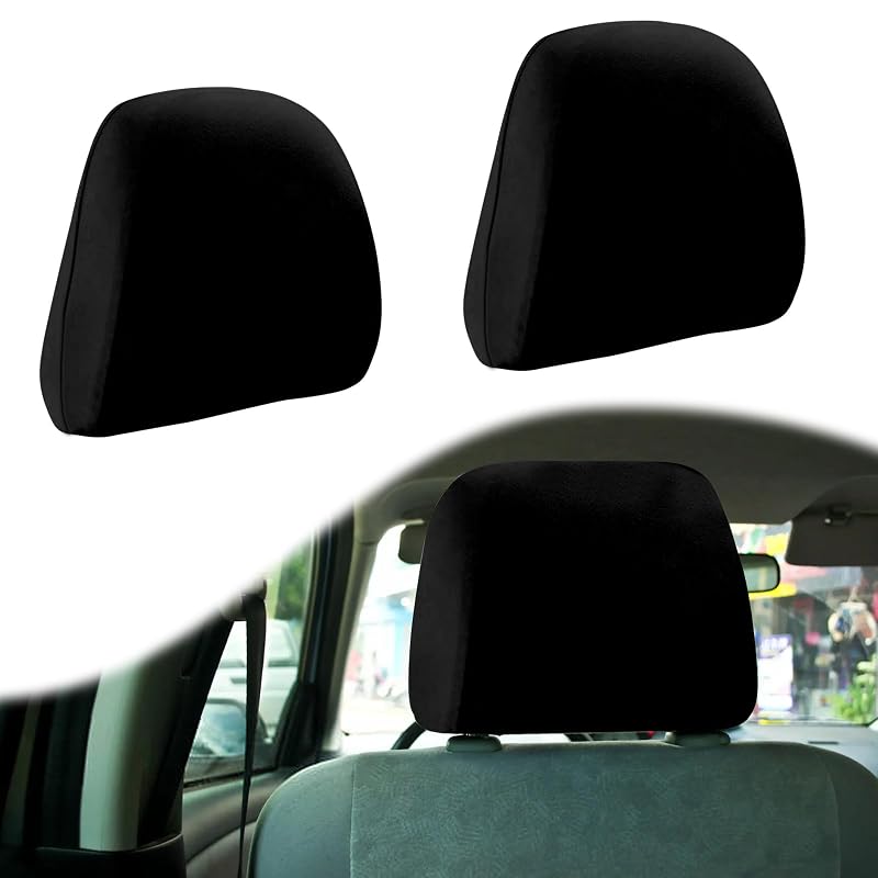 BFXM Capas Pretas para Encosto de Cabeça de Banco Automotivo, Poliéster com Elastano, 2 unidades
