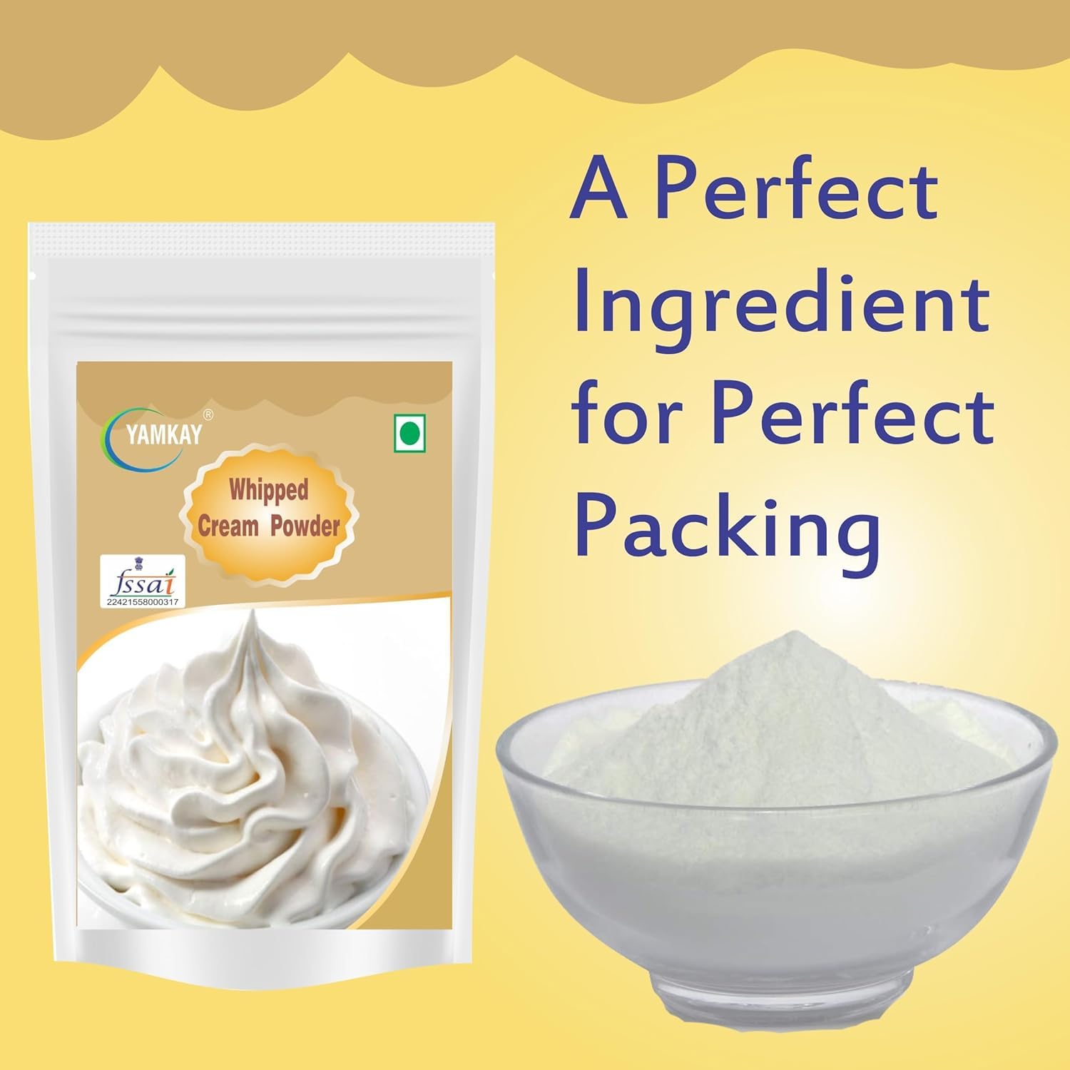 Yamkay Whipped Cream Powder for Cake Cream Stabilizer Powder Premium Whipped Cream Powder for Cake 1500 GM Whipped — view 5