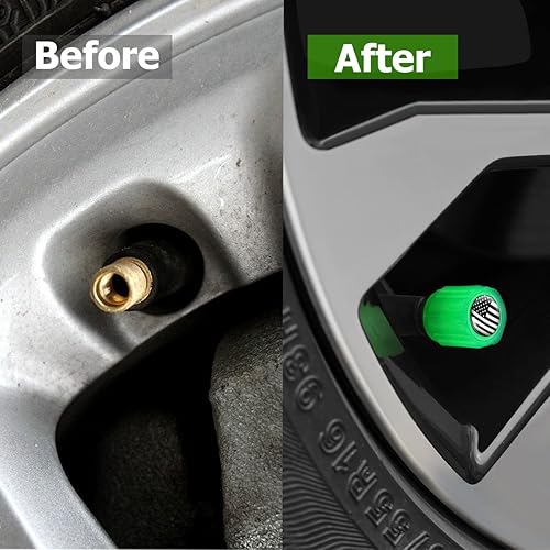 Miniatura 51 de 12 tapones fluorescentes para válvulas de neumáticos de automóvil, cubierta de válvula de rueda de ABS resistente a la corrosión, tapa iluminada