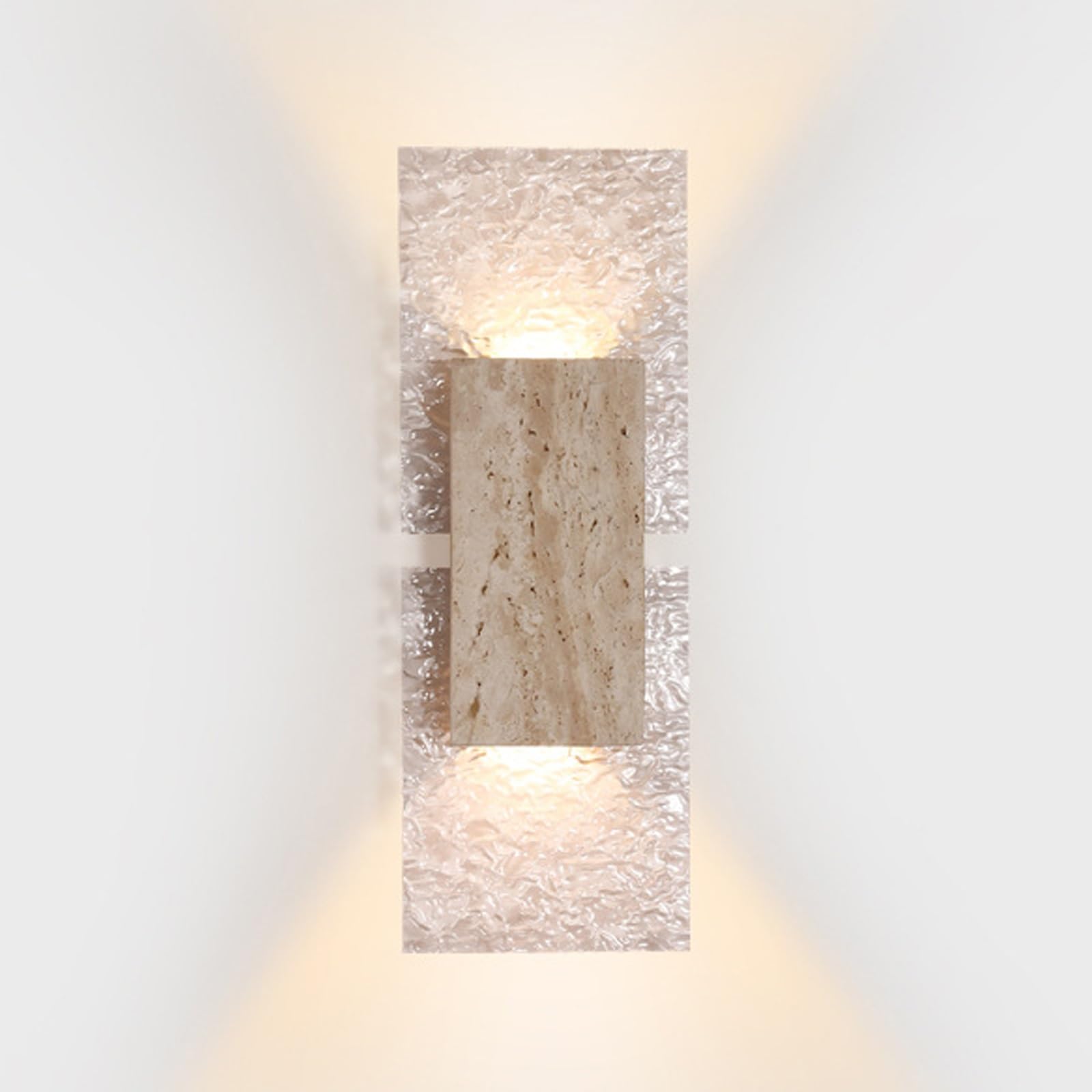 SXWNBIFH Rectangular Acrylic Wall Washer Light Yellow Travertine Wall Lamp, G9 Lighting Fixture Nordic Modern Marble Wall Sconce, Yellow Natural Stone Bedside Wall Lamps Wall Lights for Bedroom
