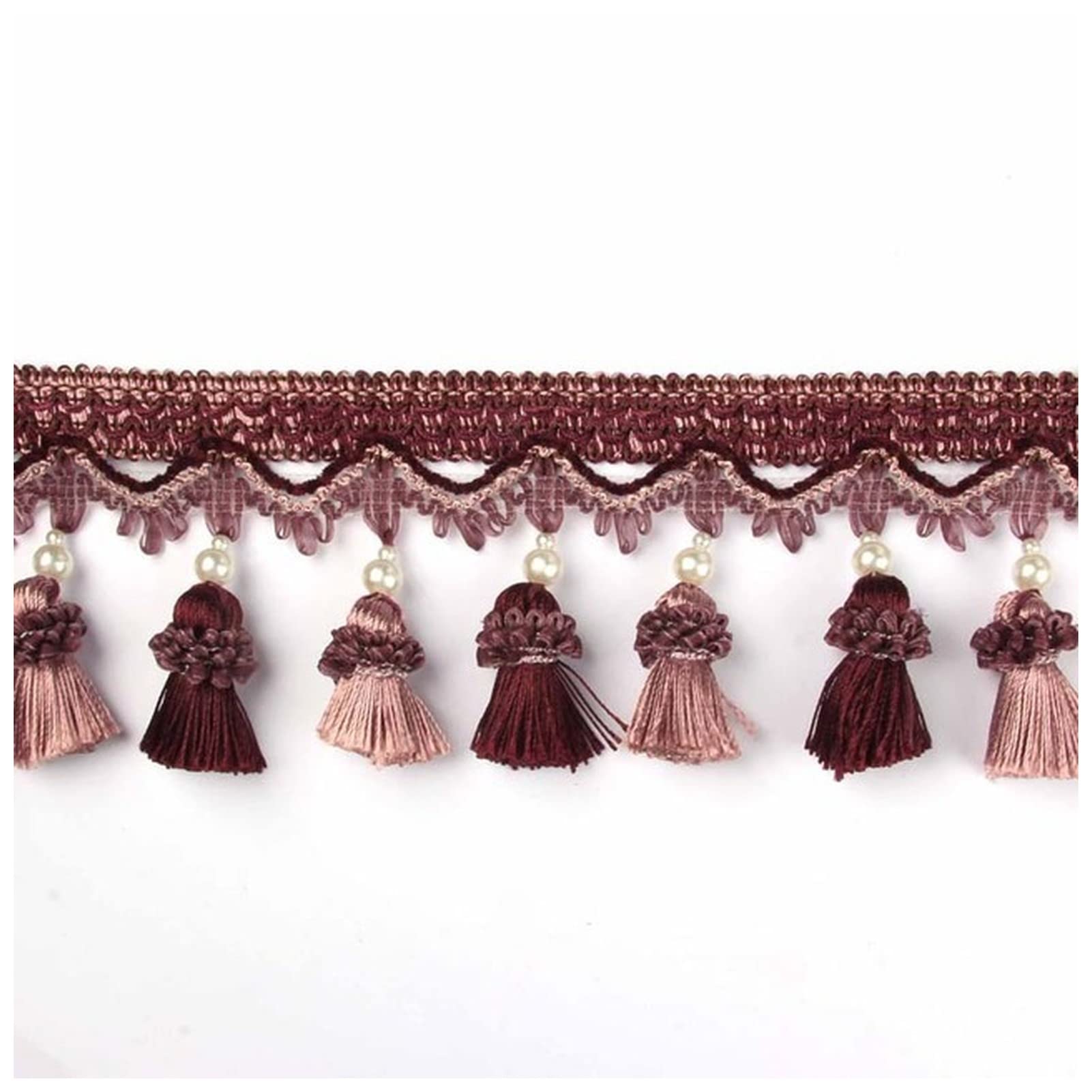 Cinta De Encaje 6m / lote 9cm Ancho Cortina Franja Tassel Accesorios de encaje Accesorios de encaje Decorativo Ropa de costura Tejido Correas de perlas Tassels Encaje Ajuste De Encaje De Bordado(Purpl