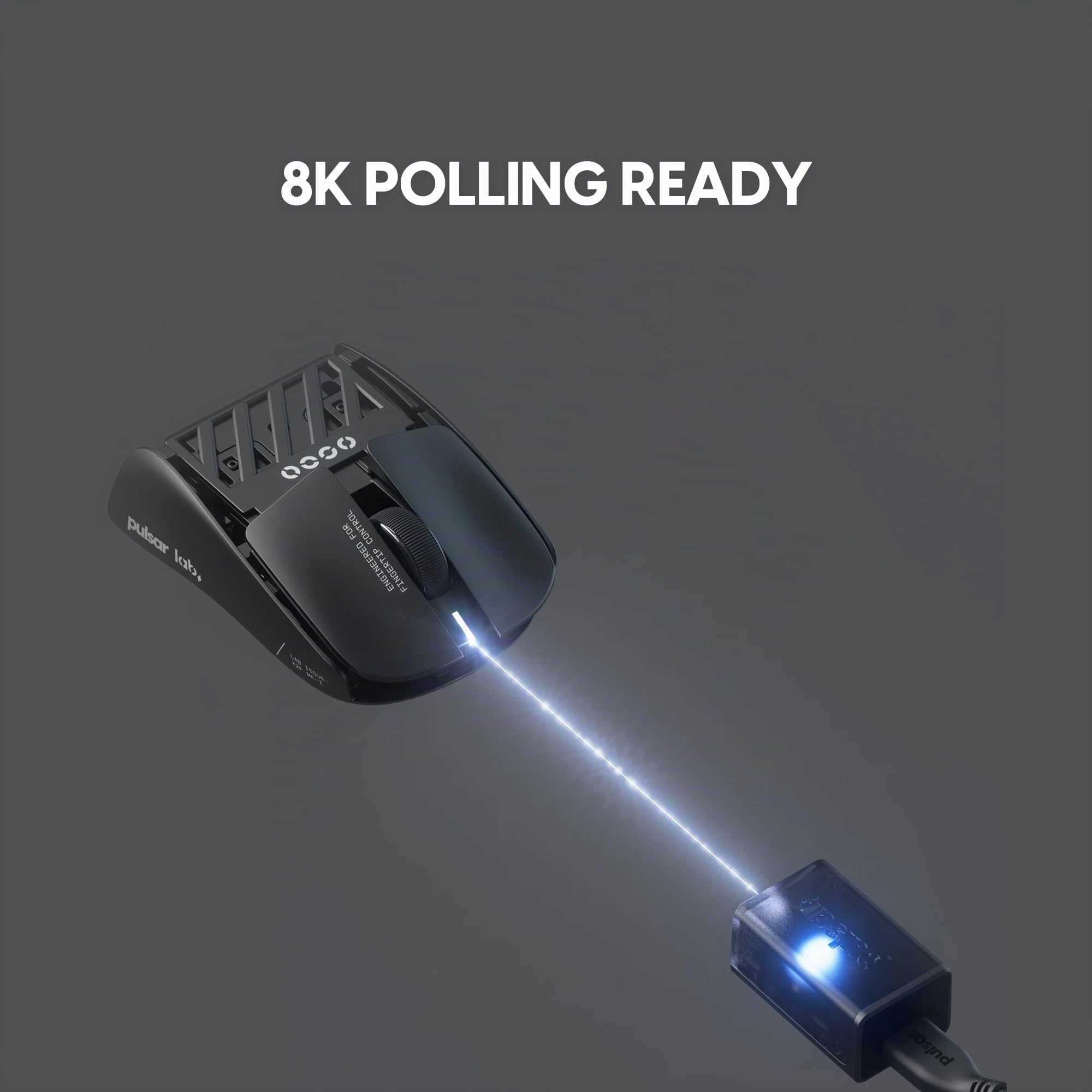 Pulsar Gaming Gears Lab X2F Mouse Gaming wireless, Mini, Nero | Ultraleggero 1.34 oz (38g), Simmetrico, Lati piatti, Gobba centrale, Fingertip Grip, XS-1, HUANO Switch, 32K DPI, 8K