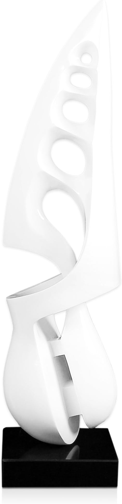 Arte Dal Mondo Small sail Abstract Design lacquared Resin Sculpture Mounted on a Marble Base, White, 55 x 13 x 12 cm