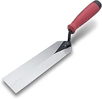 Marshalltown QLT Margin Trowel 8x2 Inch - Forged Steel Blade, Red Soft Grip Handle for Masonry, Flooring & Tiling