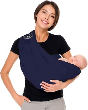 Baby Carrier by Cuby, Natural Cotton Baby Wraps Sling Baby Holder Extra Comfortable for Easy Wearing Carrying for Newborn, Soft and Adjustable Newborn and Toddler Carrier Slings Dark Blue