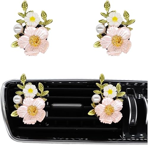 Miniatura 8 de Ambientadores de aire de flores para automóvil, 2 clips de salida de automóvil, 2 piezas de ramos de margaritas, bonitos accesorios de automóvil