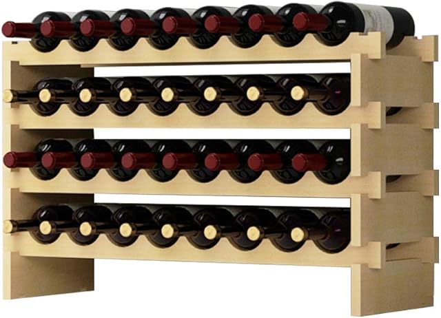 soges 4-Tier 32 Bottles Wine Rack Wood Wine Shelf Wine Storage Wine Display Shelf Wine,BY-WS4832M-1