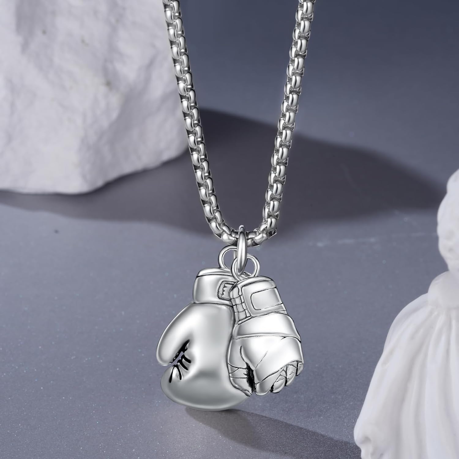 Boxing Gloves Necklace 925 Sterling Silver Hand Wrap Necklace Boxing Punk Gifts for Men - Image 2