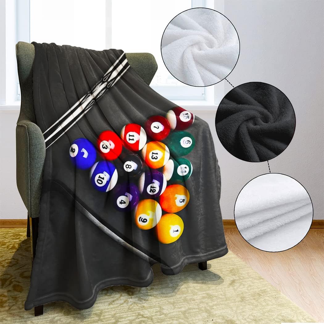Soft Warm Fleece Throw Blanket for Couch Sofa and Bed Pool Table Billiard Balls 60"X80"