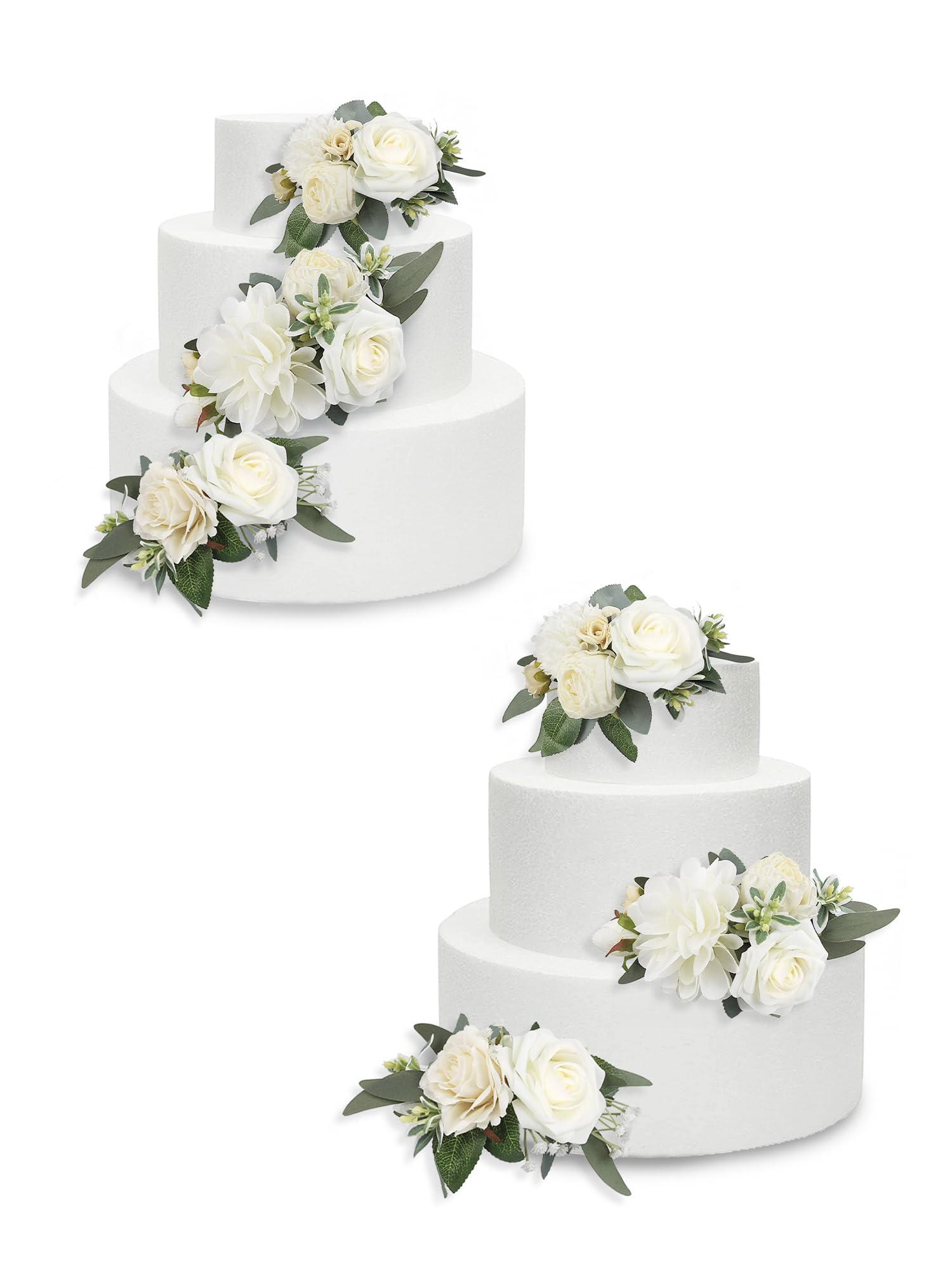 Rinlong Decoración para tartas de flores blancas, decoración para tartas de boda, decoración de flores