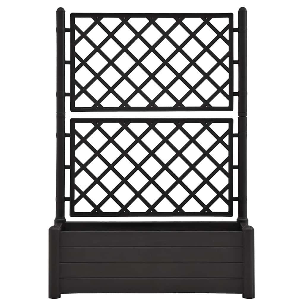 vidaXL Jardinière avec Treillis Lit Surélevé de Jardin Boîte à Fleurs Bac à Plantes Boîte de Plantation Extérieur Patio 100x43x142 cm PP Anthracite