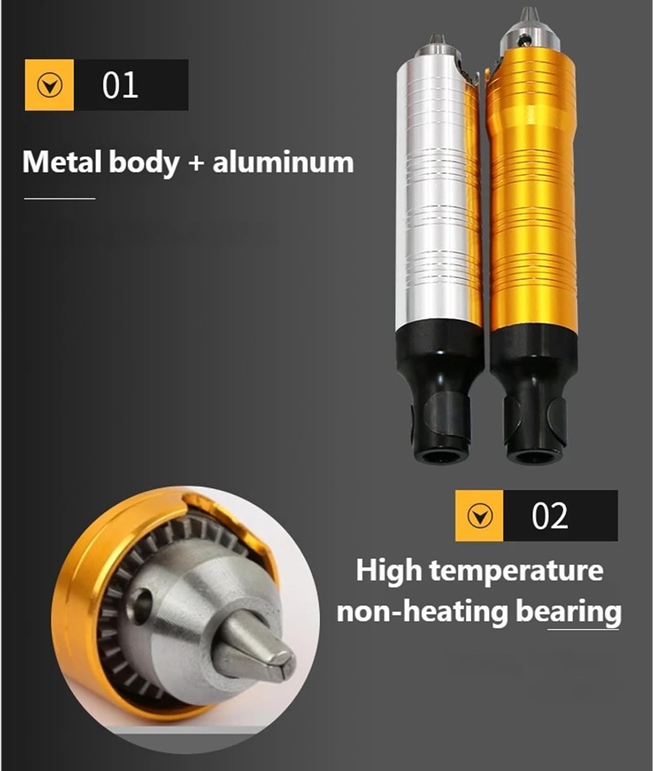 Rotary Tool Chucks Adapter 0.3mm to 4mm Capacity Comfortable Rubber Grip Aluminum Body Professional Power Tool Accessories