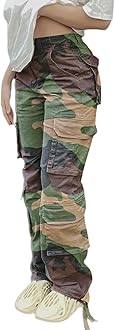 High Waisted Cargo Pants for Women Baggy Y2k Straight Wide Leg Pants with Pockets Streetwear