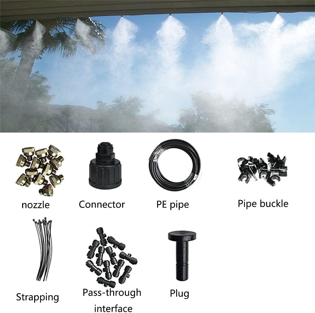 QFFL Trampoline Sprinkler, Outdoor Misting Cooling System, Brass Nozzles, Fan Mist Kit, for Garden, Greenhouse, Yard, Waterpark (Size : 18m)