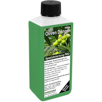 GREEN24 Olive Fertiliser Professional - Special Fertiliser for Olive Trees Olea Europaea Mediterranean Plants Pot Plants in Conservatory Bed on Patio & Balcony NPK Liquid Fertiliser 250 ml Concentrate