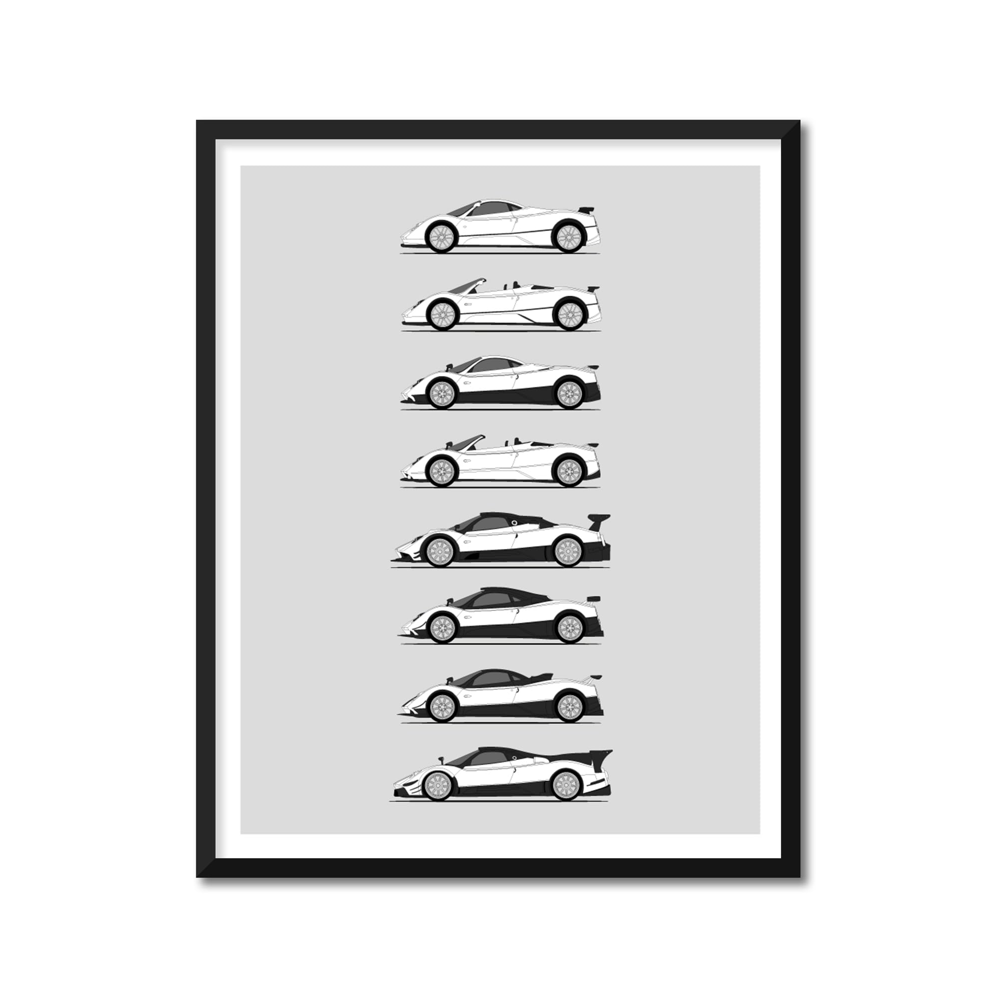 Custom Car Posters Handmade Poster compatible with History of Pagani Zonda Print Art of Pagani Zonda C12 S Roadster F R Cinque Tricolore Revolucion Gen - A1 (59.4 x 84.1 cm) (Unframed) Lustre Print