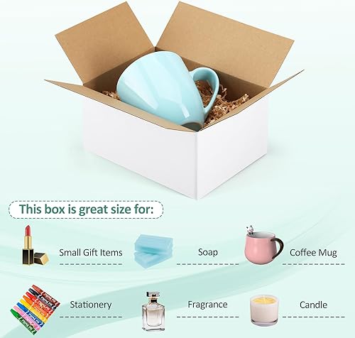 Miniatura 10 de Eupako Paquete de 30 sobres de cartón corrugado de 6 x 6 x 6 pulgadas, cajas de envío pequeñas de cubo blanco para embalaje de pequeñas empresas,