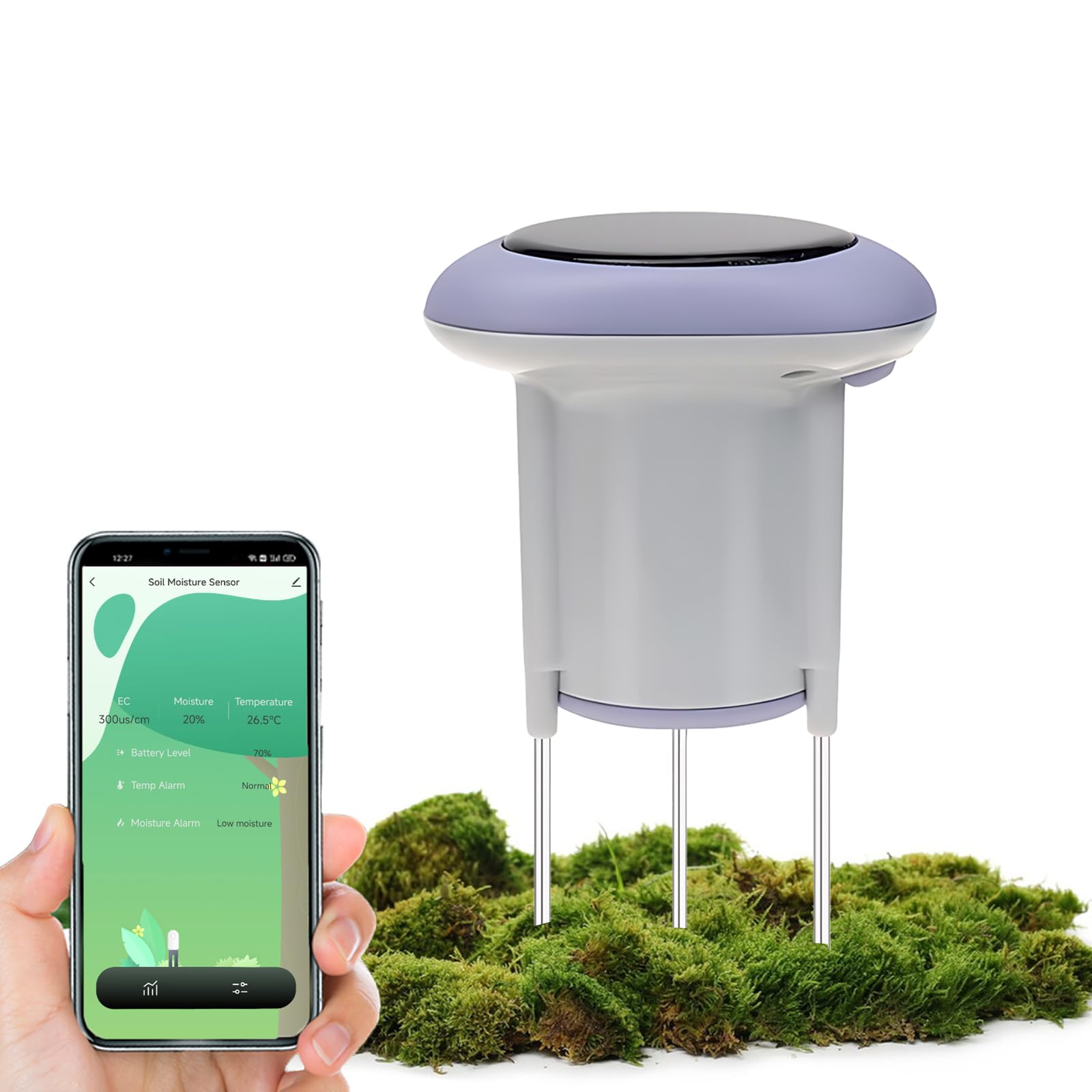 Sensor de Humedad y Temperatura Solar Zigbee - Hub Required, Muestra capacitiva, monitorización remota por aplicación, Compatible con hogar/hubitat, Compatible con hogares, hubitat