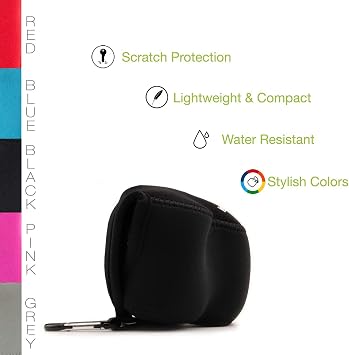 MegaGear ''Ultra Light'' Neoprene Camera Case Bag With Carabiner For Panasonic Lumix DmcLx100 Digital Camera (Black)