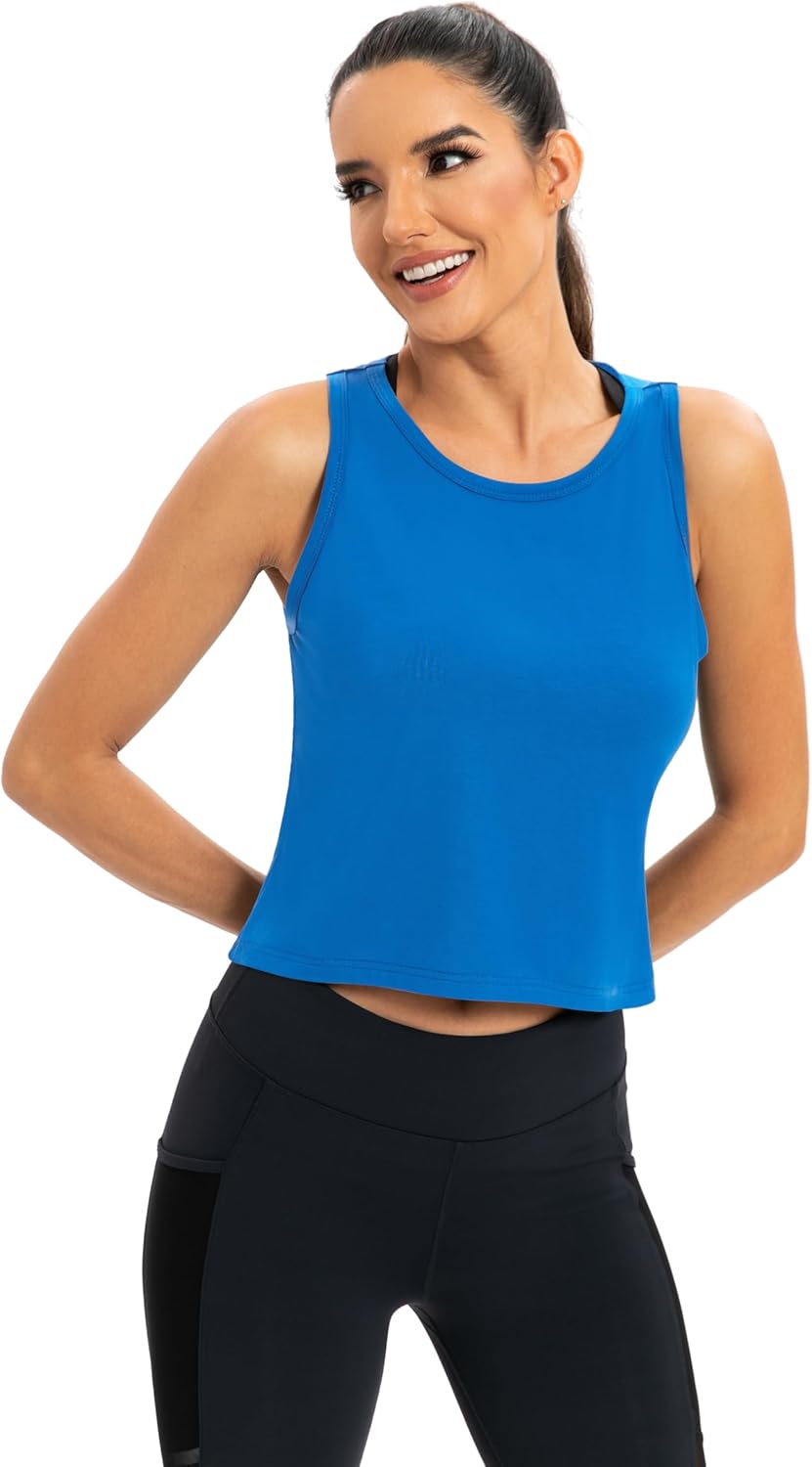 ICTIVE Workout Crop Tops for Women Yoga Cross Sleeveless Gym Mesh Back Running Tank Muscle Shirts - Image 3