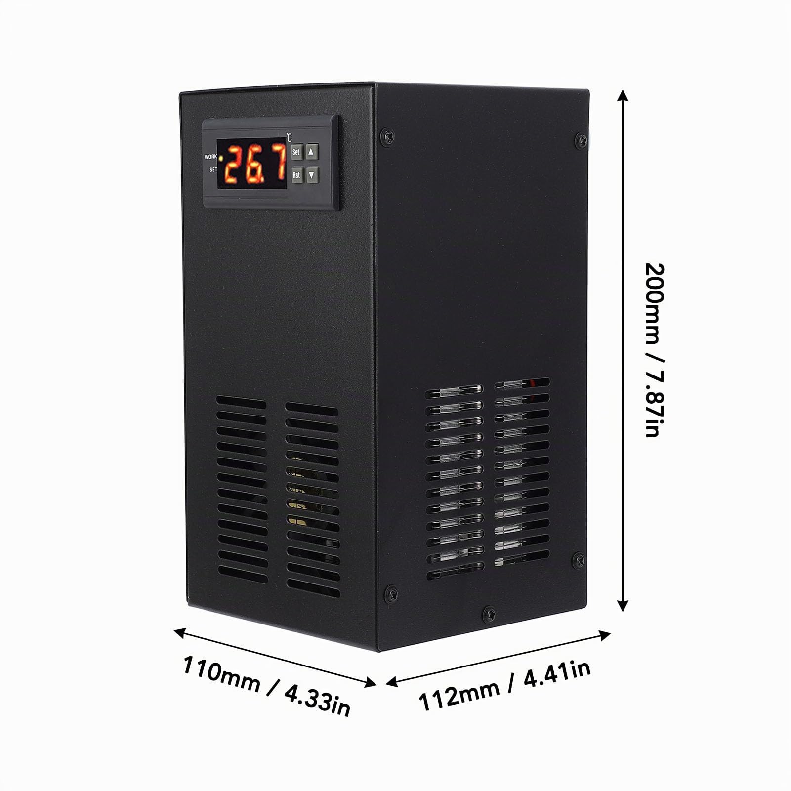 FTVOGUE Enfriador de Acuario, Pantalla Digital, Temperatura Ajustable, Enfriador de Tanque de Peces con Estructura Estable para Tanque de Plantas Marinas de Agua Dulce de 20L (Enchufe de la UE)