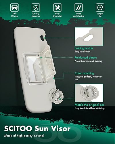 Miniatura 156 de SCITOO Visera solar para automóvil con espejo apto para 2010-2015 para CX-9 gris con techo solar (lado izquierdo del conductor)