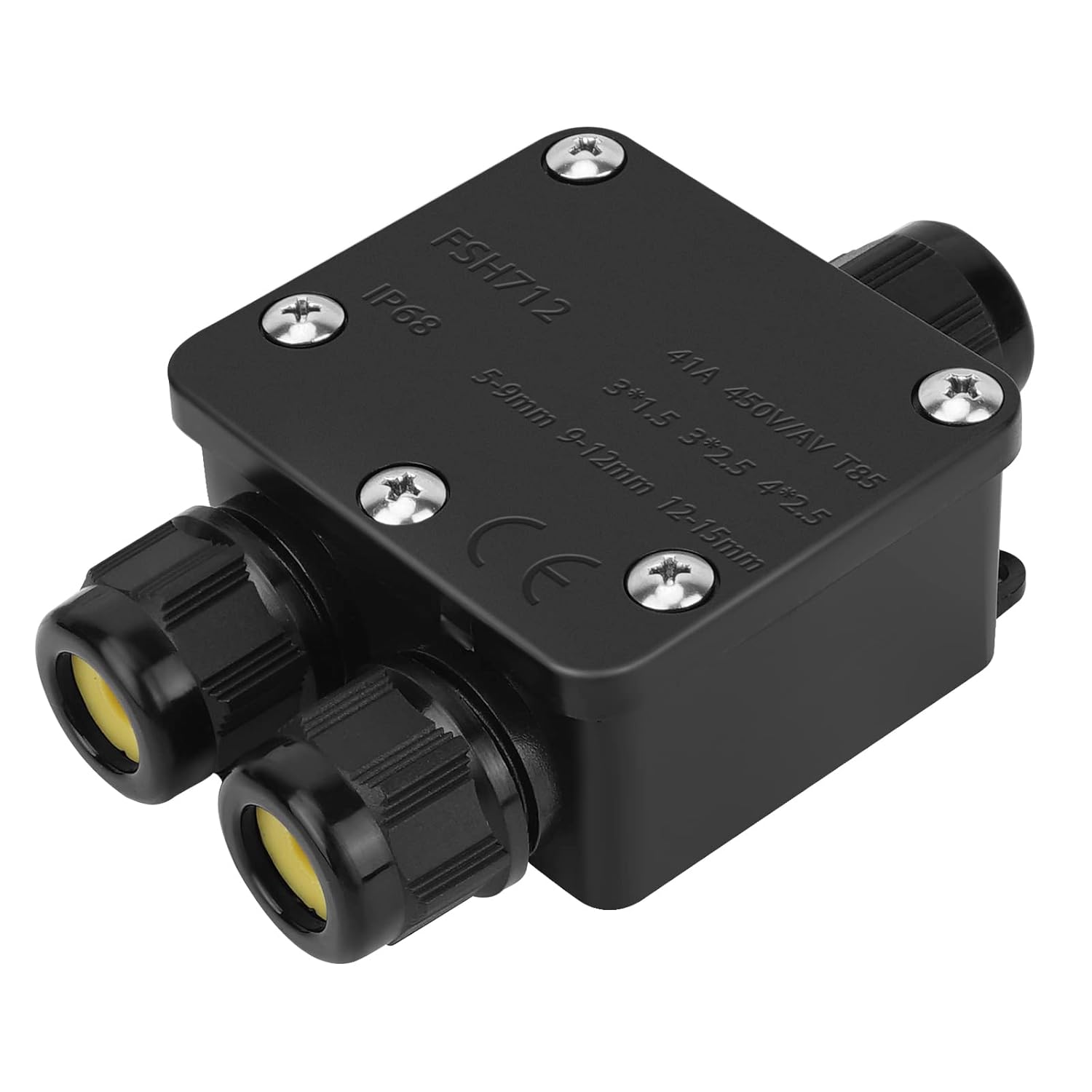 Waterproof Junction Box, 3 Way Outdoor Cable Connector IP68 Junction