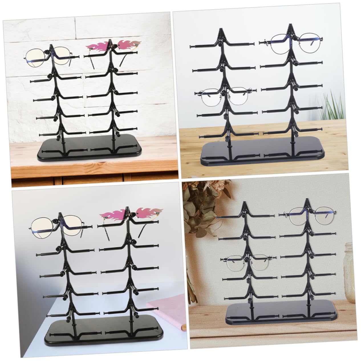 Organizador de Gafas de Sol de Plástico Negro 2 Piezas, Expositor