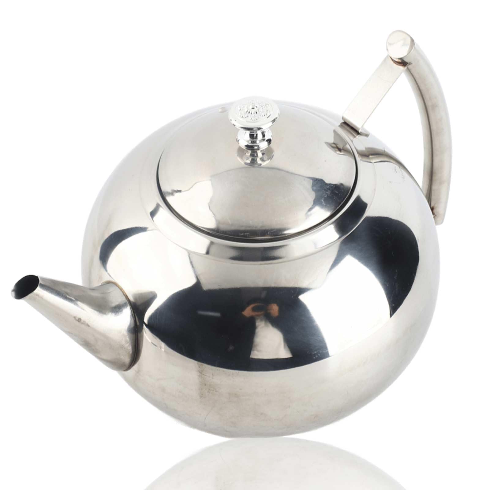 Teiera vintage in acciaio inossidabile degli anni '80, per bere il tè, per infondere, per preparare il caffè, per instillare erbe, per preparare una pozione, per il genio nella bottiglia, Kitchenalia