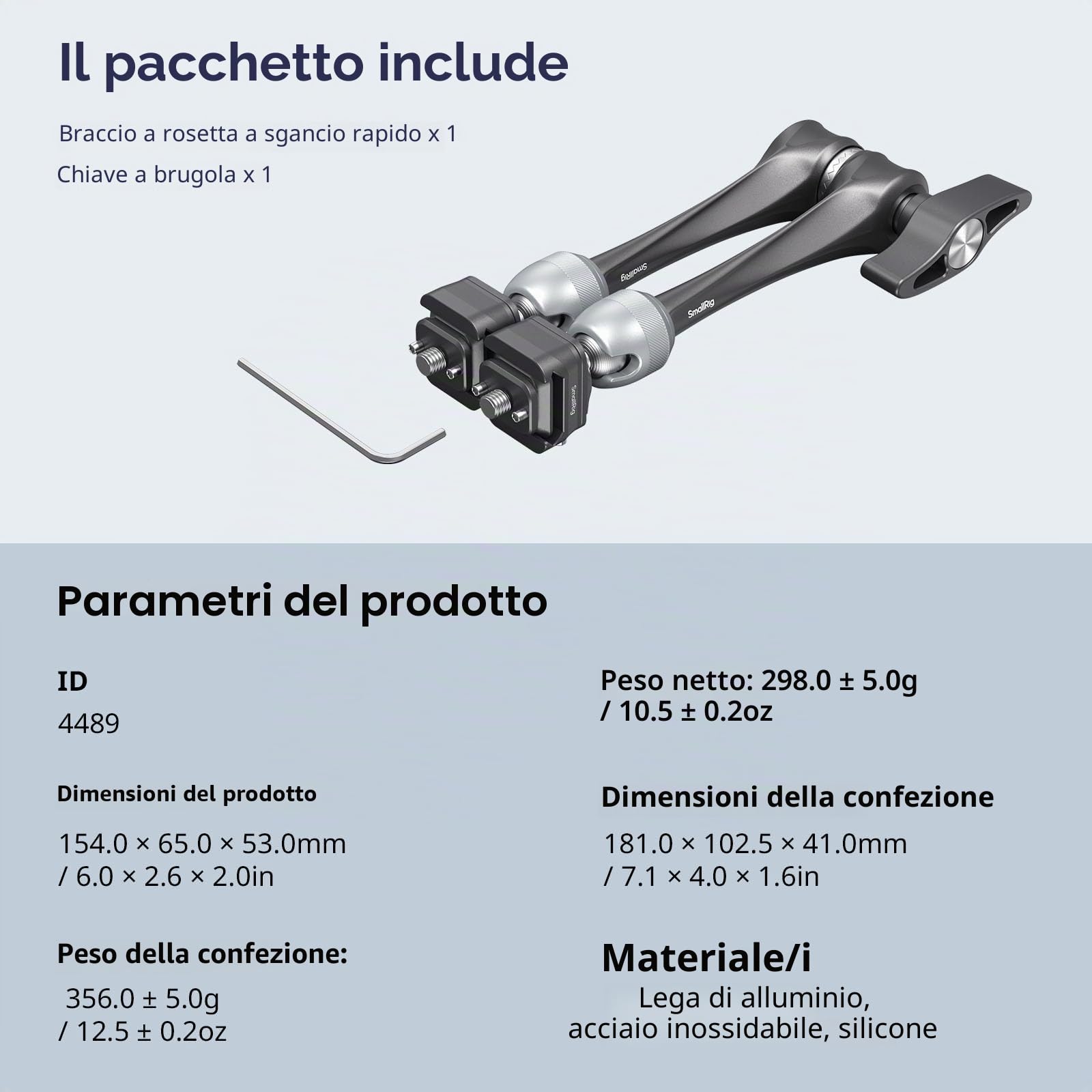 SMALLRIG Magic Arm Rosetta 11" QR H21 3kg-4489