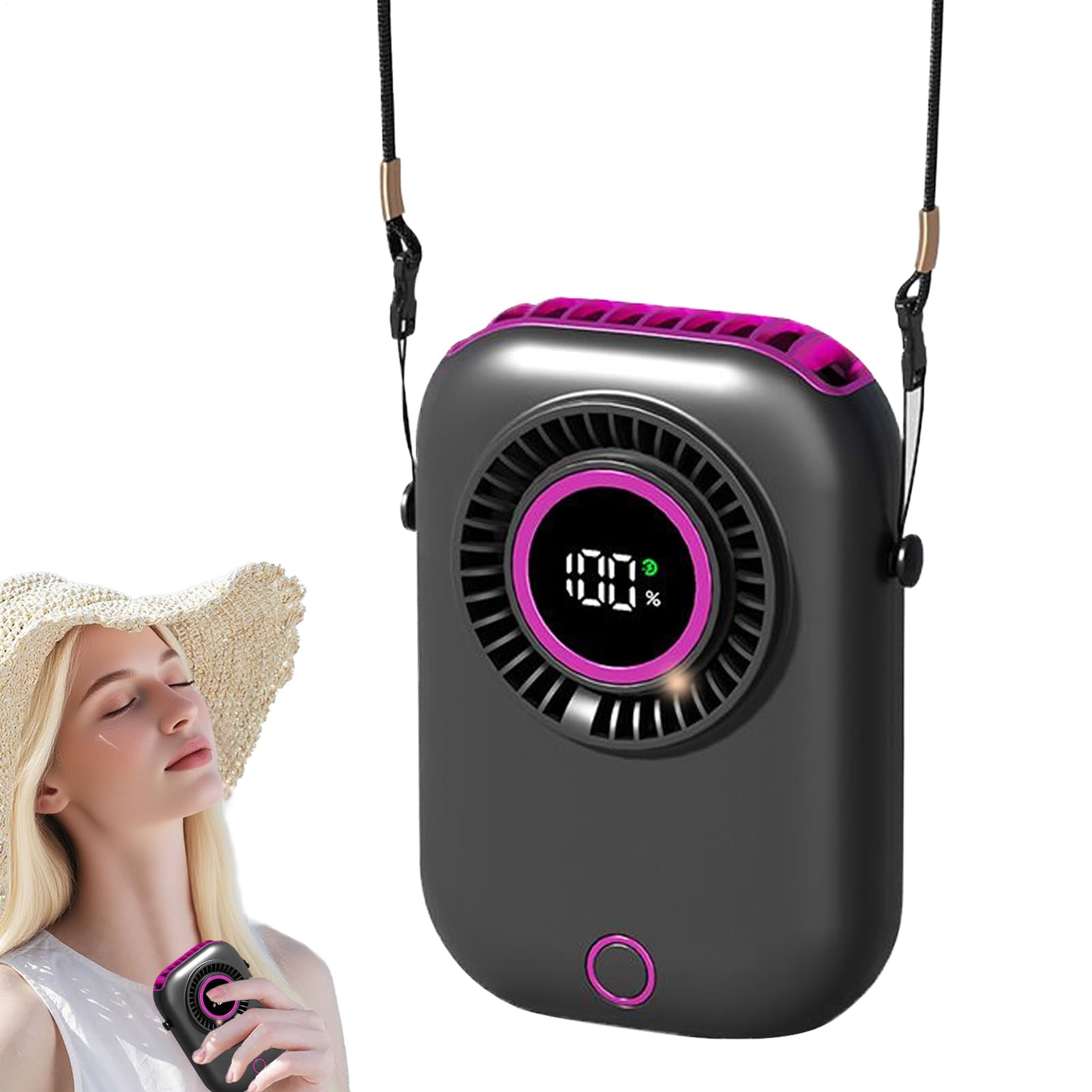 Ventilador portátil recargable de 5 velocidades y pantalla digital para camping y gimnasio