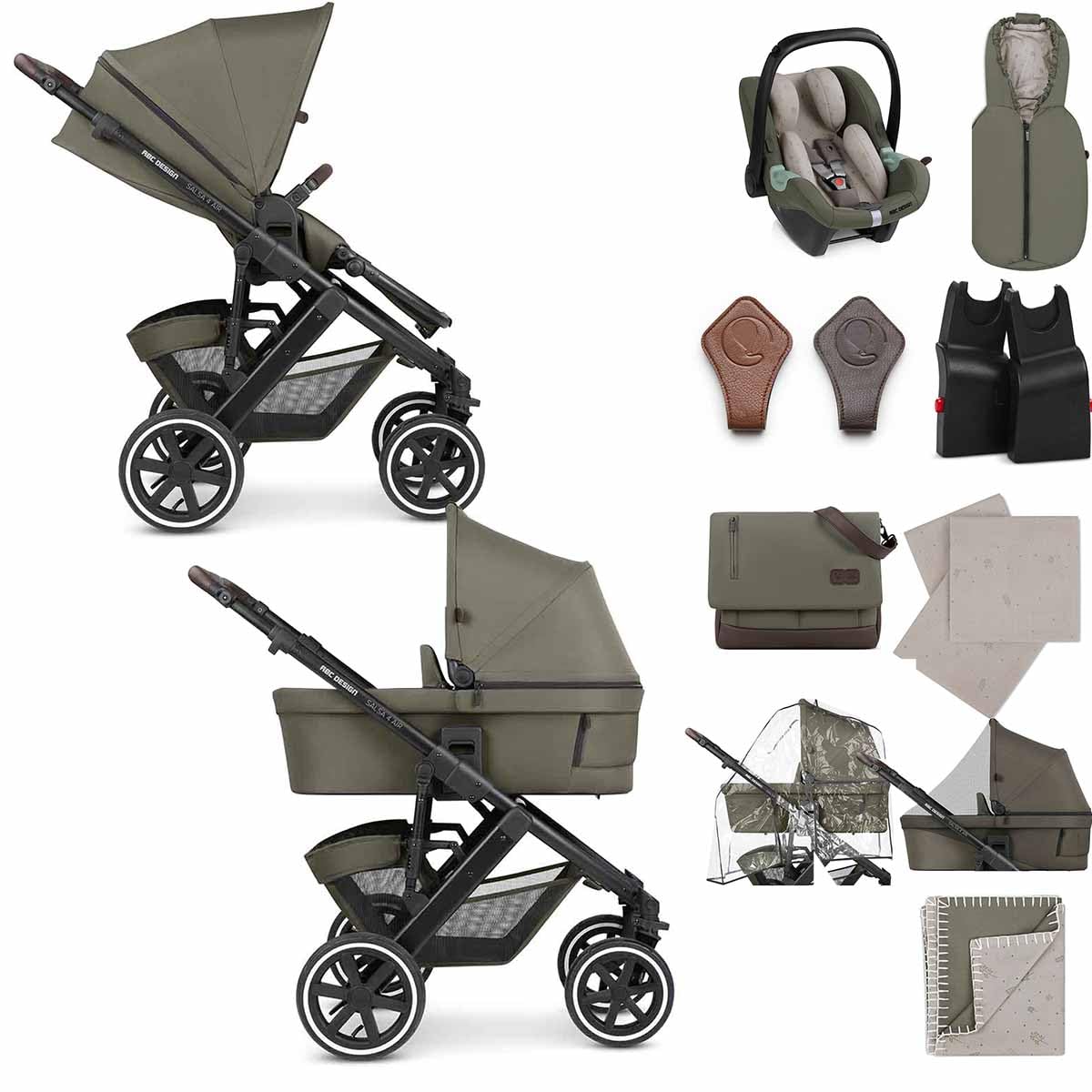 ABC Design 3 in 1 Kinderwagen Starter Set Salsa 4 Air  Kombikinderwagen  fr Neugeborene & Babys  Inkl. Sportsitz Buggy, Babywanne & Babyschale   Radfederung & Luftreifen (wheat) : Amazon.de: Baby