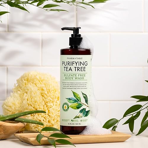 Miniatura 4 de Gel de ducha calmante de árbol de té para mujeres y hombres, gel de ducha sin sulfato, hidratación nutritiva que calma la piel seca y con picazón,