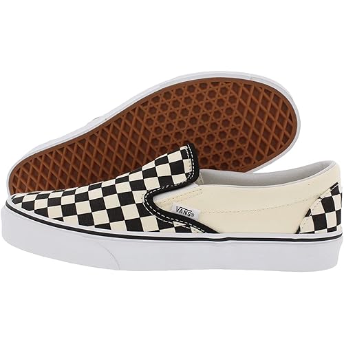Vans Classic Slip ON Skate Shoes (12.5 B(M) US Women / 11 D(M) US Men, Checkerboard Black-White)