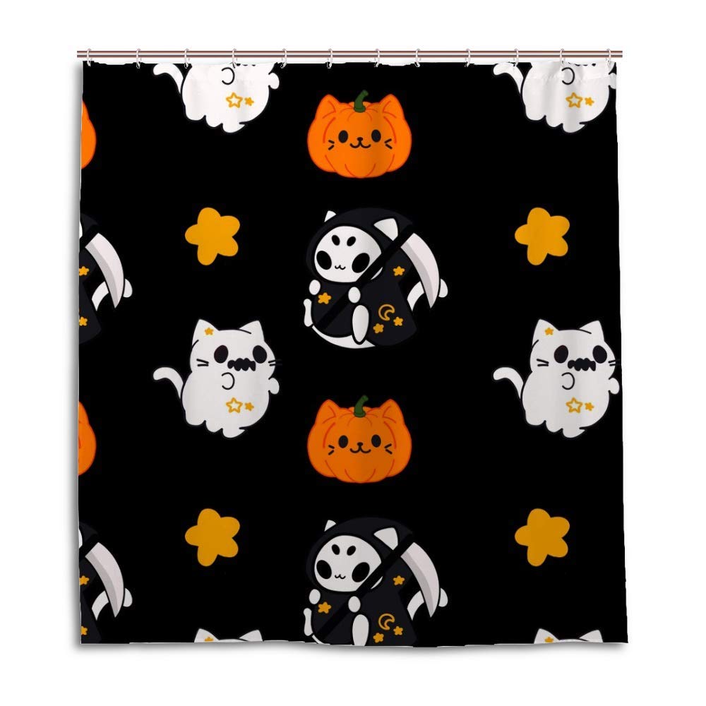 Rideau de douche Halloween CHEHONG 180x180 cm en polyester lavable avec 12 crochets