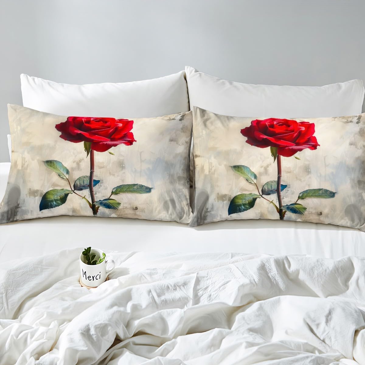 Feelyou Kids Rose Comforter Cover King Size, Rose Floral Flower Duvet Cover Boys Girls Garden Flower Bedding Set Romantic Teens Bedspread Cover Bedroom Decor Quilt Cover 3Pcs (No Comforter)