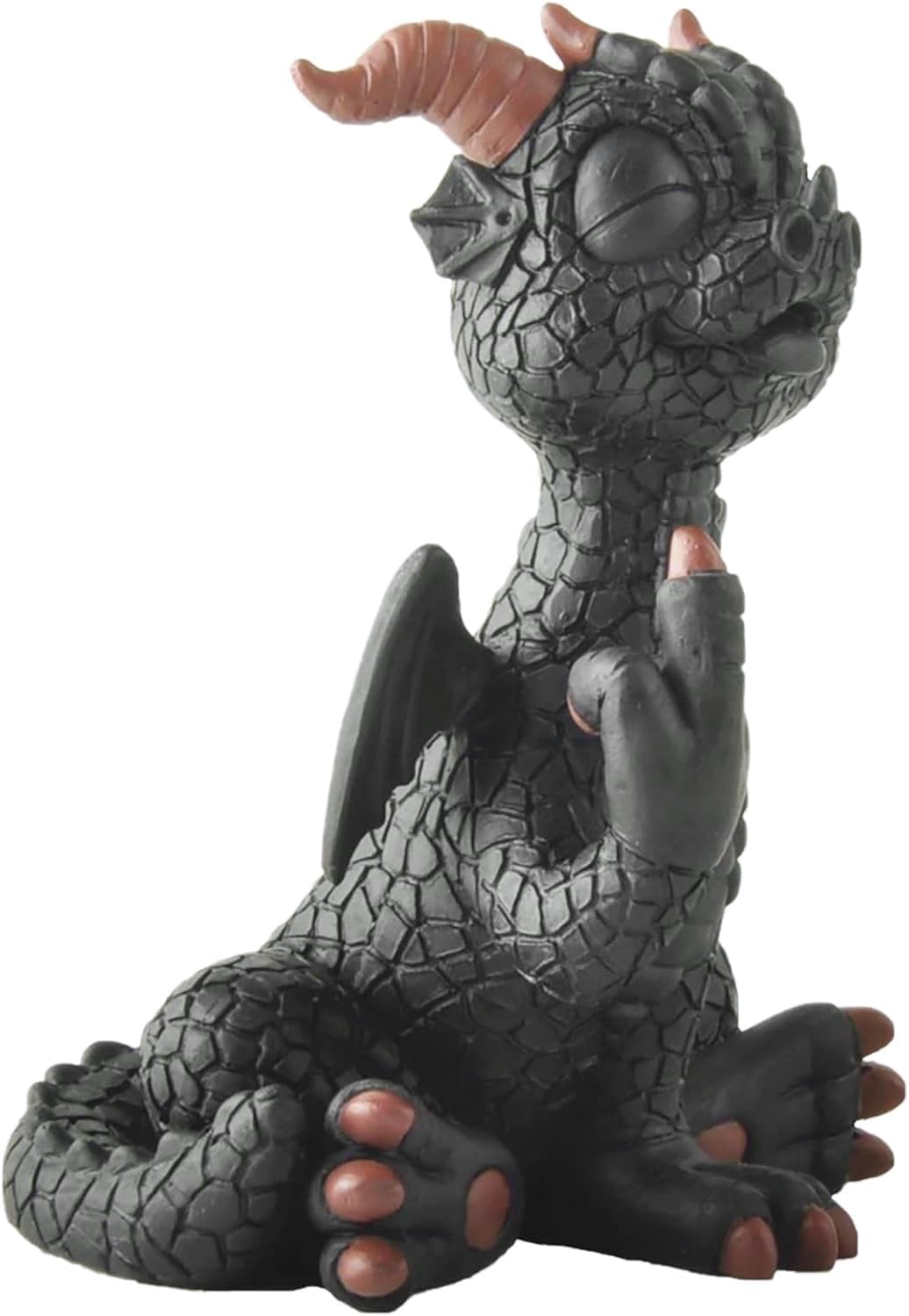 JFSM INC. 5" Black Dragon Raising Middle Finger Funny Figurine - Home Décor Gift