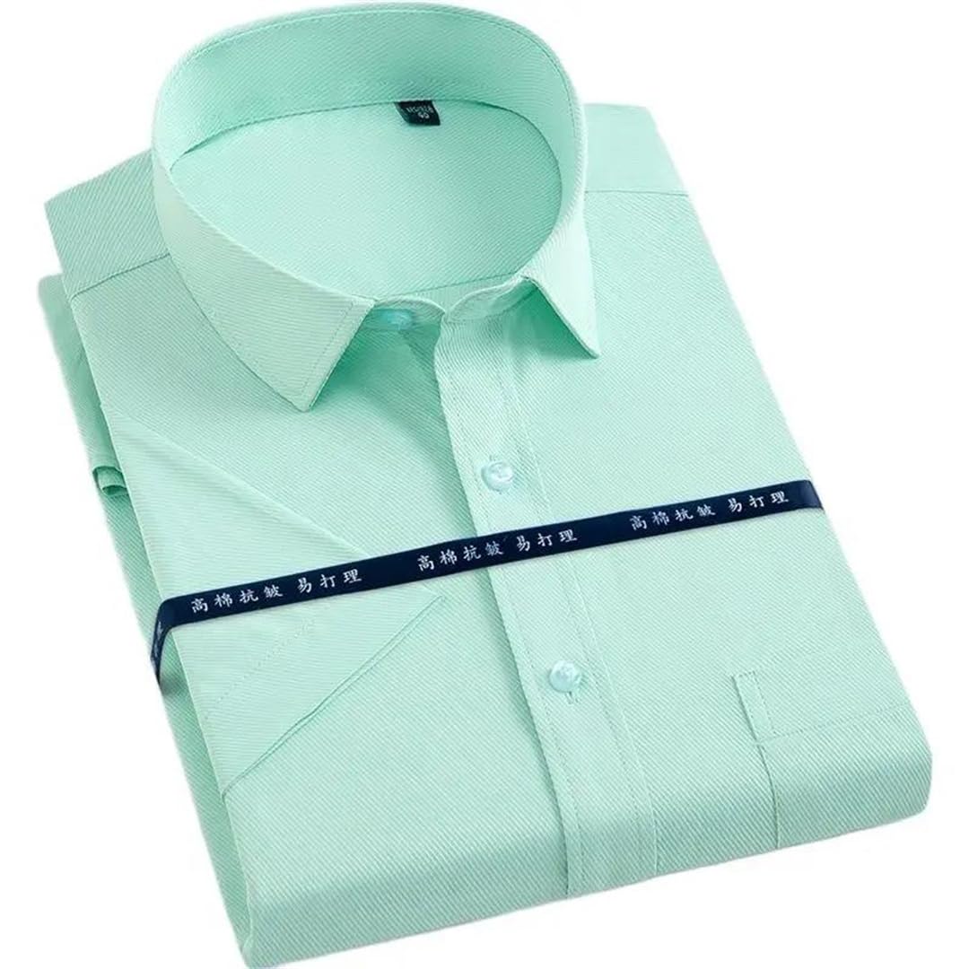 Camisas de vestir de manga corta para hombre, de sarga, camisas de verano a rayas para hombre, estilo casual, ajuste regular, camisas sociales